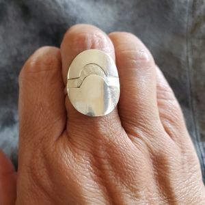 Sterling silver, abstract, adjustable ring